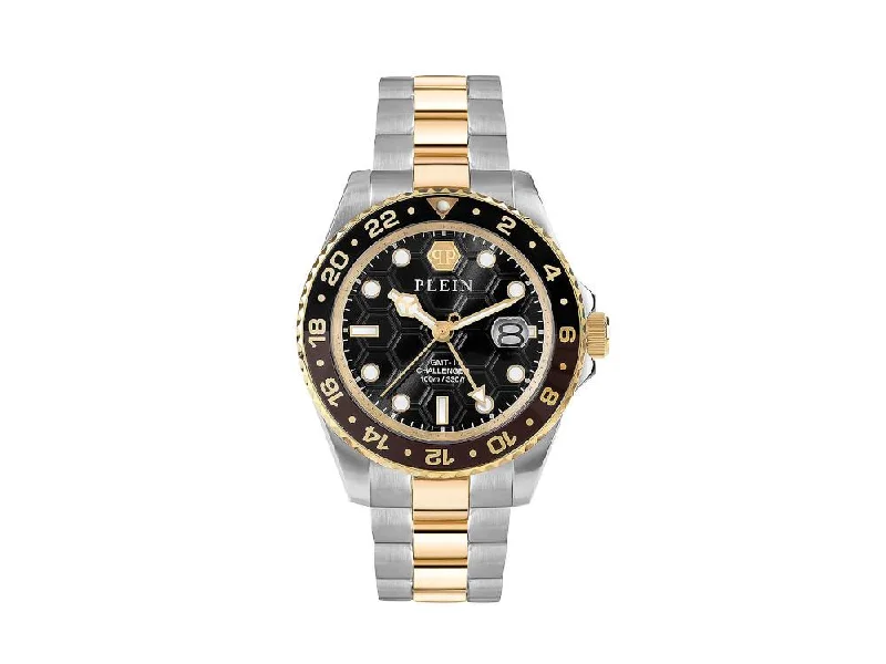 Men's Quartz Watches with Heart Rate Monitoring-Philipp Plein GMT-I Challenger Quartz Watch, Black, 44 mm, PWYBA0323