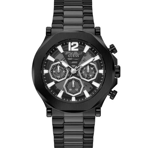 Women's Pilot Watches for Modern Aviation-Guess Edge Black Dial Men 46mm GW0539G3