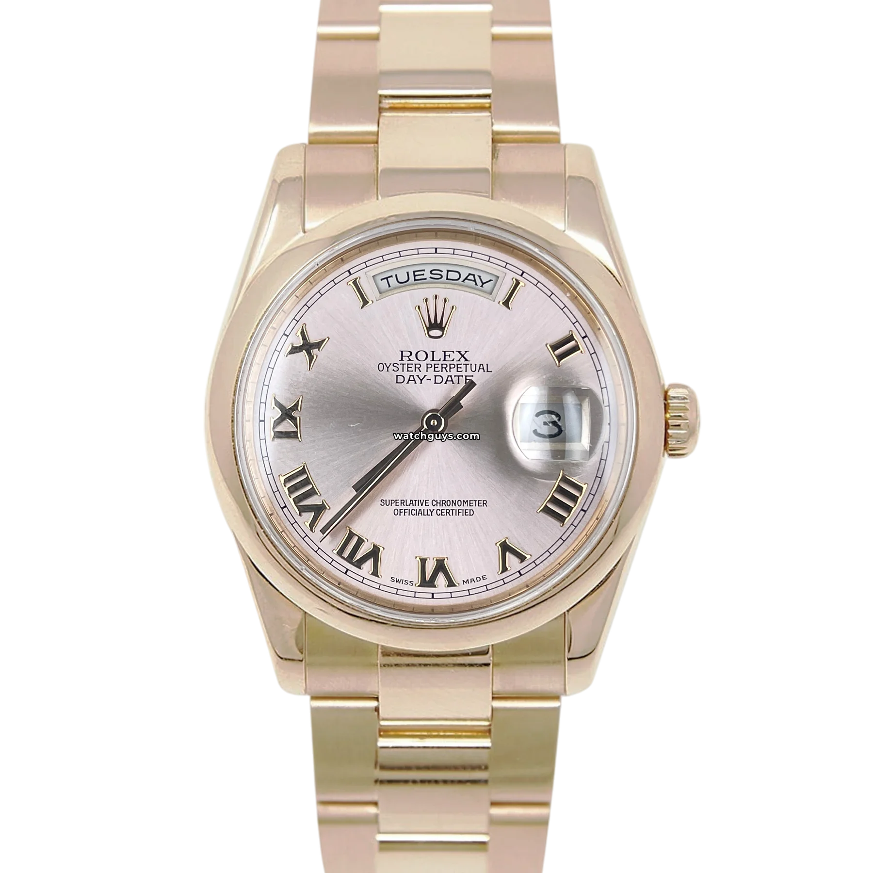 Women's Rolex Analog Style Watches-Rolex Day-Date 118205 Pink Roman