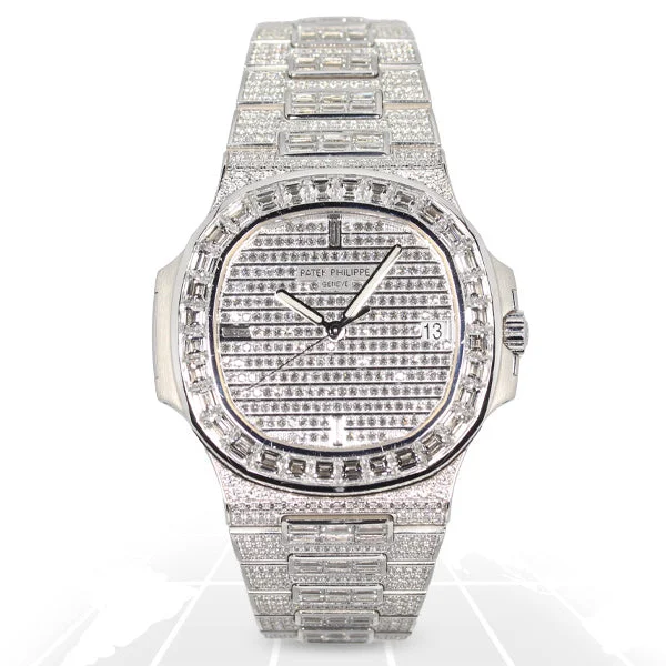 Men's Patek Philippe Watches for Temperature Monitoring-Patek Philippe Nautilus Full Factory Diamond 5719/10G-010