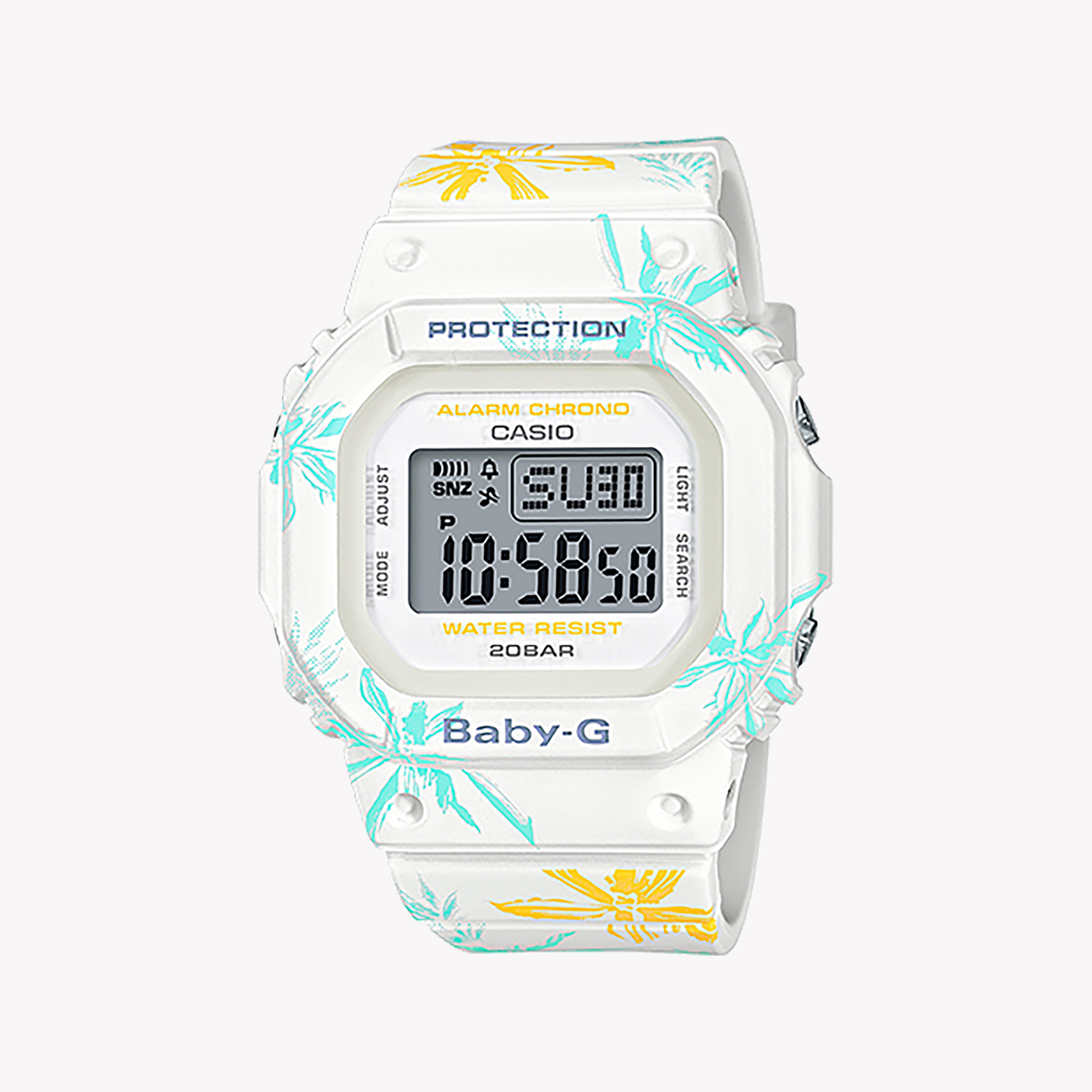 Men's Digital Watches for Weather Monitoring-CASIO BABY-G BGD-560CF-7DR - STYLISH ADVENTURER SERIES Women's Sporty Watch in White Resin