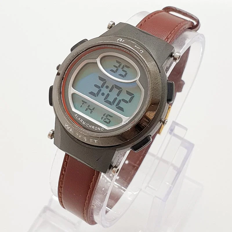 Women's Pilot Watches with Solar Power-Vintage Black Armitron Digital Watch | Alarm Chronograph Watch for Her