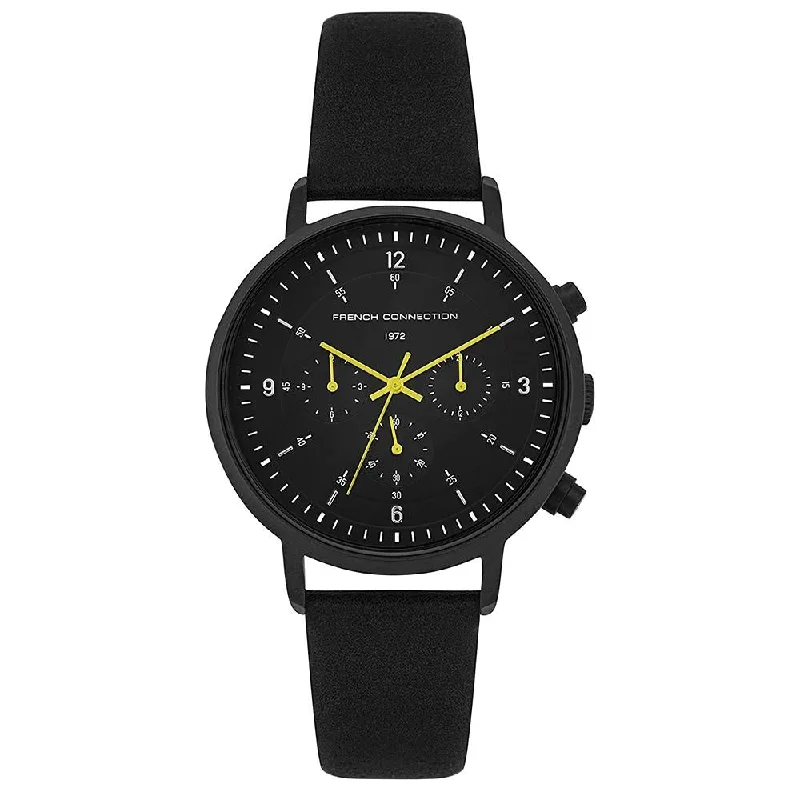 Men's Formal Dress Watches-French Connection FC140BB Men's Original Black Chronograph Watch