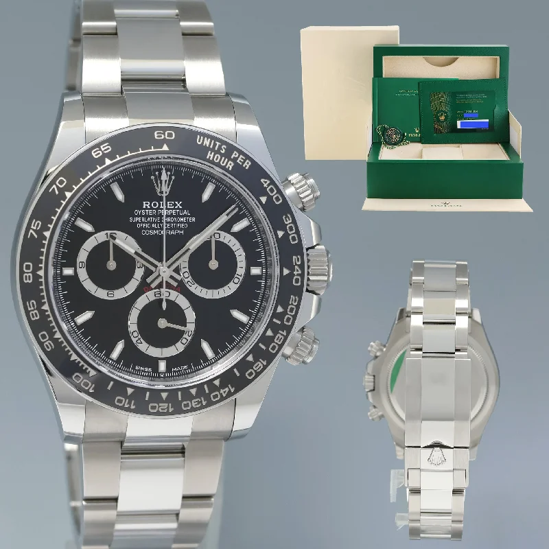 Women's Rolex Valentine's Day Watches-DEC 2024 NEW PAPERS Rolex Daytona 126500LN Black Ceramic Steel 40mm Watch Box