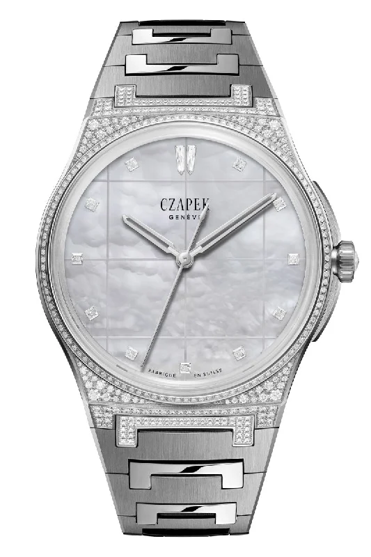 Men's Digital Design Dress Watches with Modern Looks-Czapek Antarctique S La Carte Des Nuages Misty White