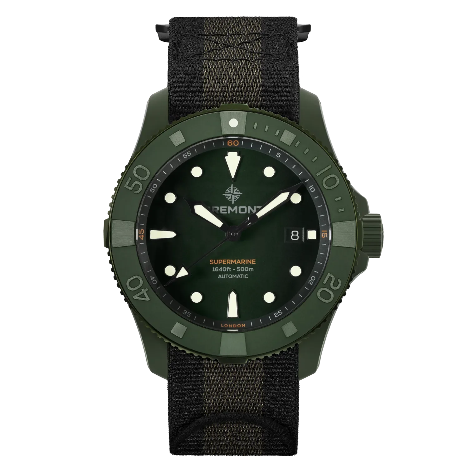 Men's Military Watches with Travel Insurance-Supermarine Full Ceramic, Jungle Green