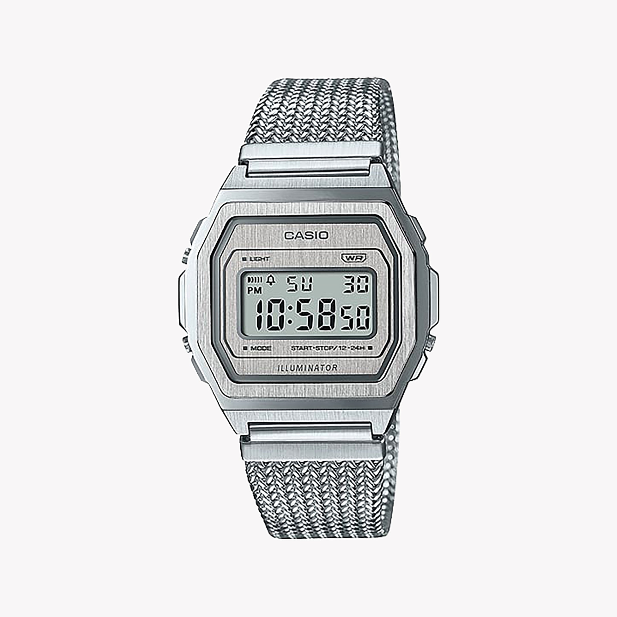 Men's Digital Watches for Modern Aviation-Casio Men's Silver Stainless Steel Watch, Digital Display | A1000MA-7EF