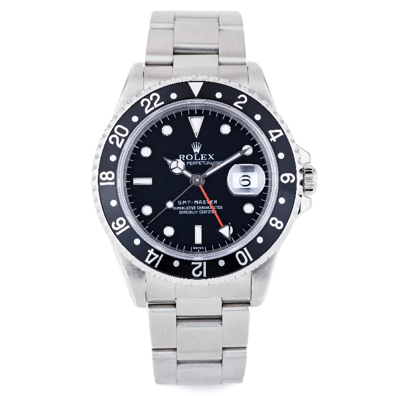 men's Rolex watches with Roman numerals -​Rolex GMT-Master | REF. 16700 | 'Swiss Only' Dial | Stainless Steel | Box & Papers | 1998 | Rolex Service Papers - 2010