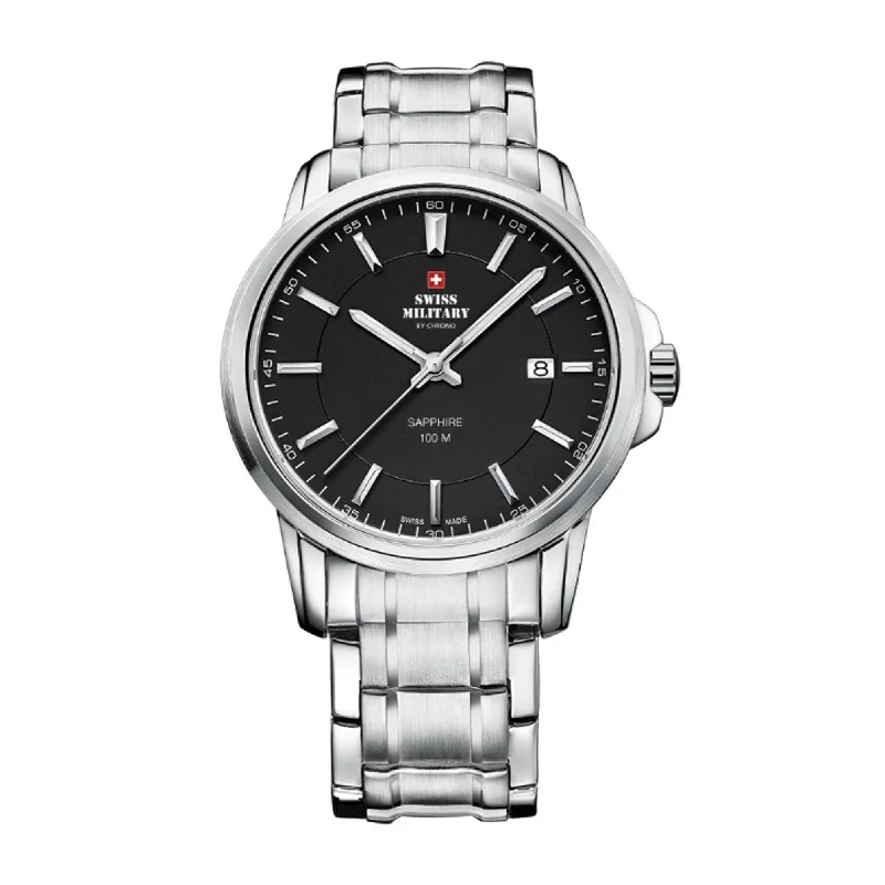 Men's Military Watches for Veterans' Day-Quartz 3-Hand 40mm Stainless Steel Band