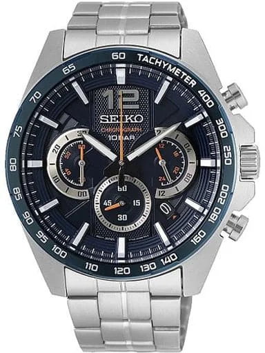 Men's Chronograph Watches with Altimeter Calibration-Seiko Chronograph Blue Dial Men'S Watchssb345P1