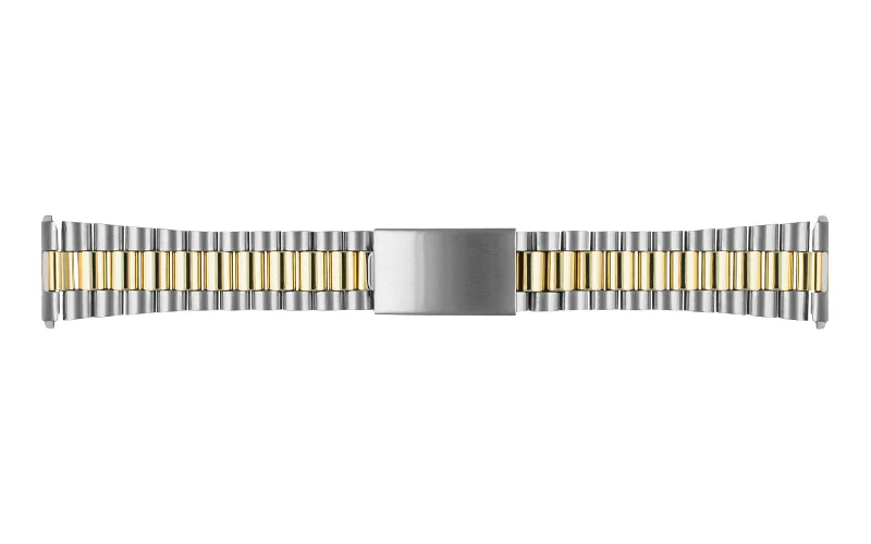 men's Rolex watches with fluted bezel -​Hadley-Roma Men's Two Tone Rolex President® Style Straight End Metal Bracelet Watch Band