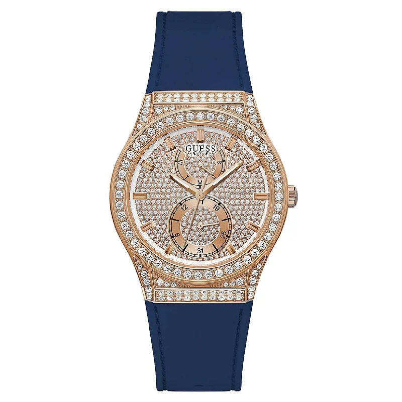 Women's Pilot Watches with Medium Case Size-Guess Princess Rose Gold Dial Women 39mm