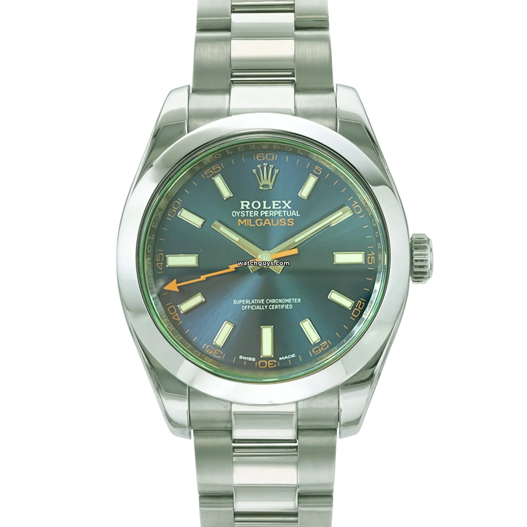 Women's Rolex Limited Edition Style Watches-Rolex Milgauss 116400GV Blue Green Crystal