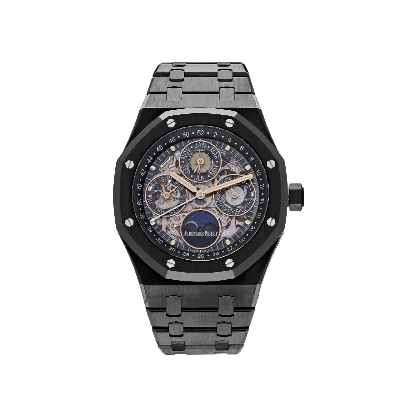 Men's Audemars Piguet Seasonal Design Watches-Audemars Piguet Royal Oak Perpetual Calendar 26585CE.OO.1225CE.01 Black Ceramic Openworked (2021)