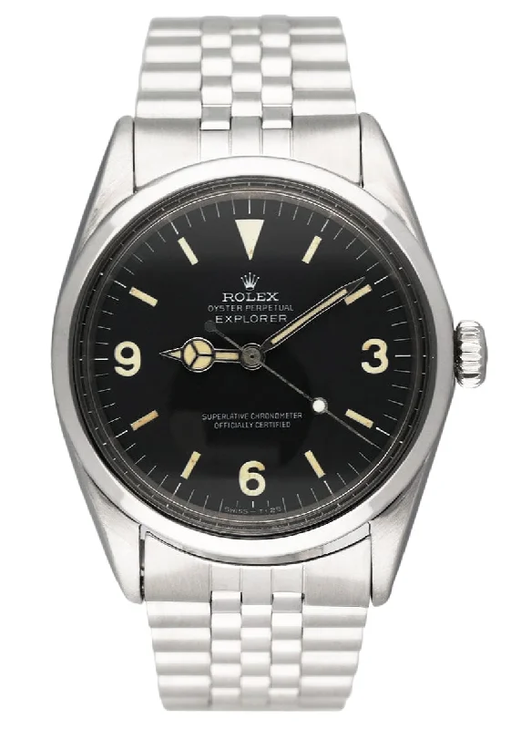 men's Rolex watches with rainbow gemstone bezel -​Rolex Explorer Vintage 1016 Black Dial Stainless Steel Mens Watch