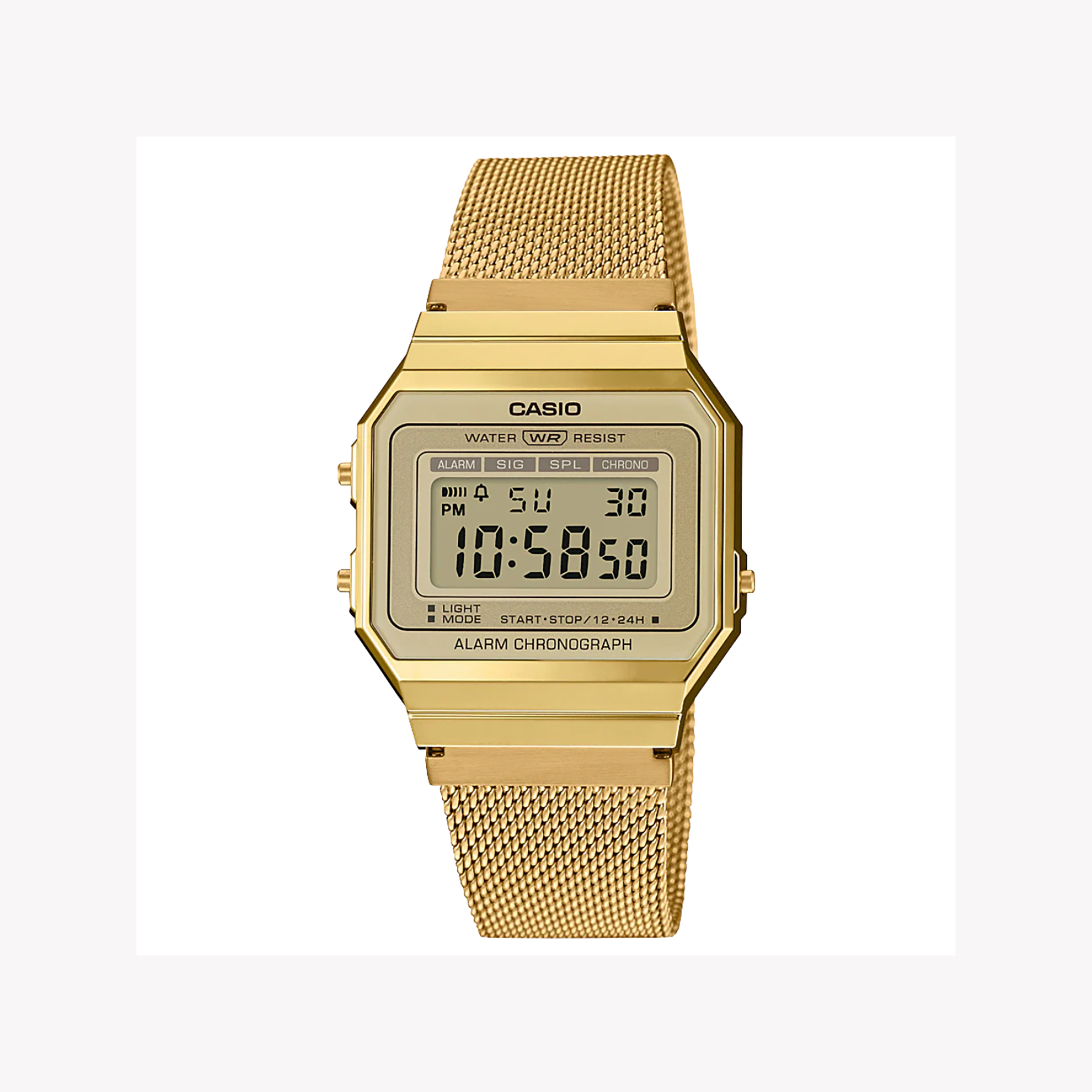 Men's Digital Watches for High-End Collectors-Casio Men's Gold Stainless Steel Mesh Watch, Digital | A700WMG-9ADF