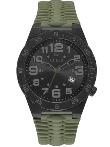 Men's Chronograph Watches for High-End Collectors-Guess Black Case Green Silicone Watch