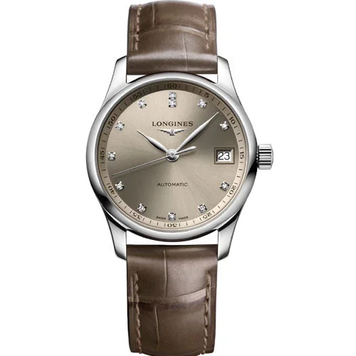 Women's Pilot Watches with Large Dials-Longines Master Collection Beige Dial Women 34mm