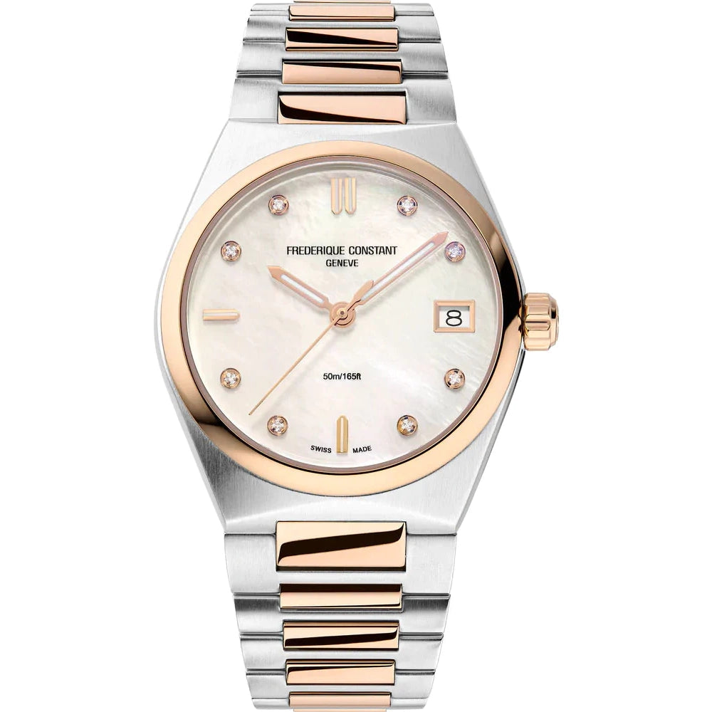 Men's Vintage Style Dress Watches for Weddings-Frederique Constant Ladies Fc Highlife Quartz Two-Tone Watch FC-240MPWD2NH2B