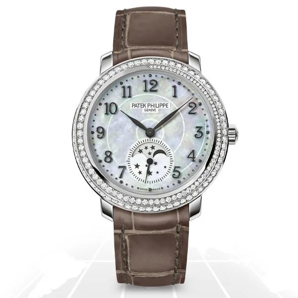 Men's Patek Philippe Watches with Compass Calibration-Patek Philippe	Complications Diamond Ribbon Joaillerie Moon Phase	4968G-010