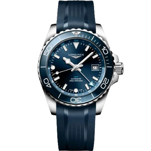 Women's Pilot Watches with Thermometer Function-Longines Hydroconquest Gmt Sunray Blue Dial Men 41mm