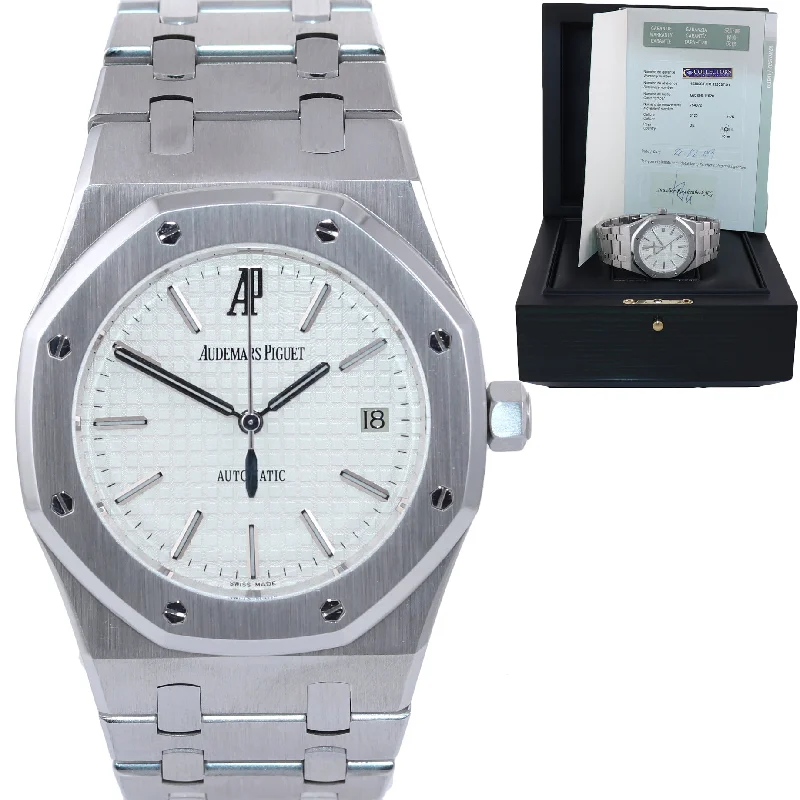 Women's Audemars Piguet Gift Design Watches-PAPERS Audemars Piguet 15300 Royal Oak White Stick 39mm Steel Watch Box