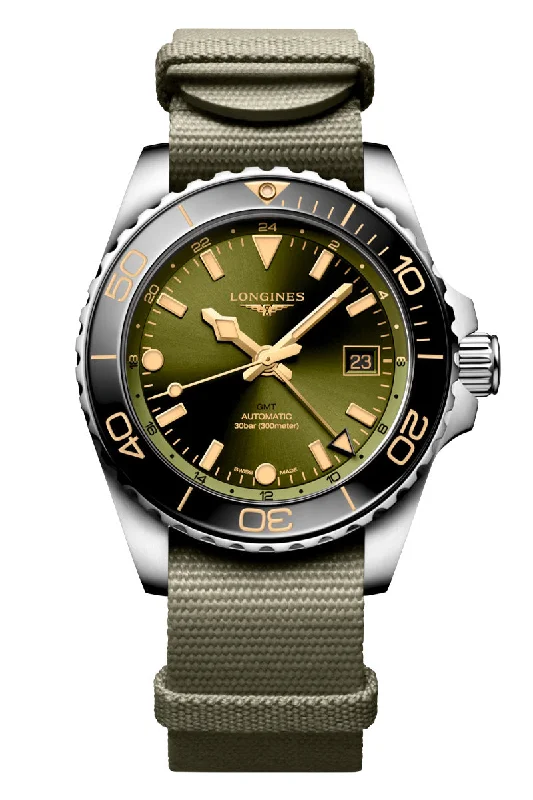 Men's Cushion Case Design Dress Watches for Vintage Inspiration-Longines HydroConquest GMT L3.790.4.06.2