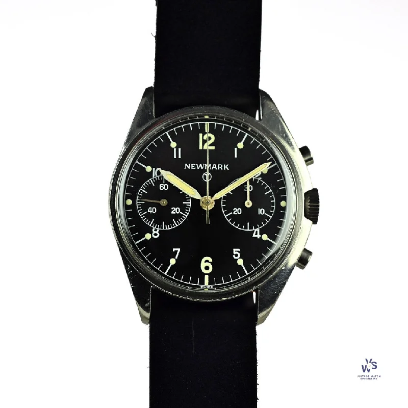 Men's Military Watches with Travel Insurance-Newmark - Fab Four - Military Issued - Two Register Chronograph - Caseback Marked 6BB/924