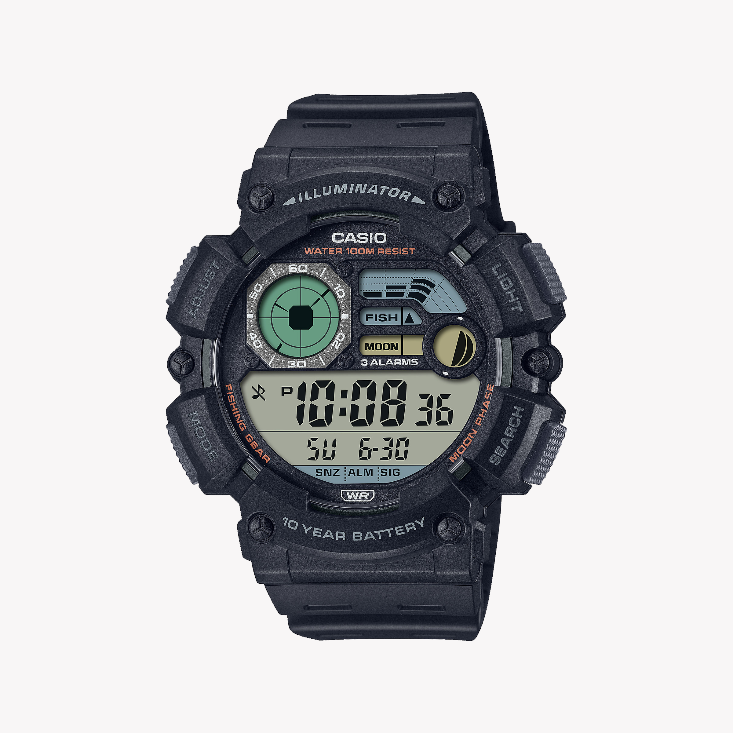 Men's Digital Watches with Compass Calibration-CASIO Men's Black Resin Digital Watch, Water-Resistant | WS-1500H-1AVDF Men's Digital Watches with Compass Calibration-CASIO Men's Black Resin Digital Watch, Water-Resistant | WS-1500H-1AVDF