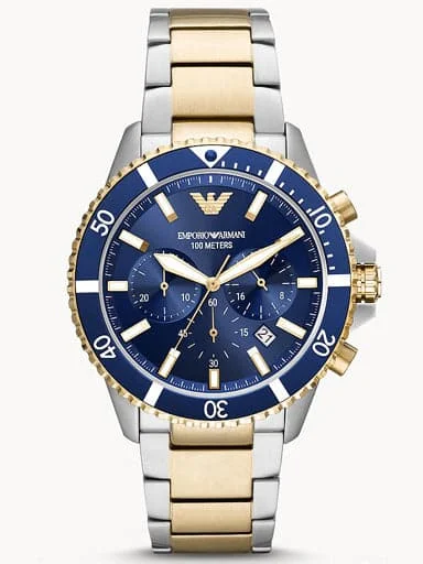 Men's Chronograph Watches with Altimeter Function-Emporio Armani Chronograph Two-Tone Stainless Steel Watch Ar11362I