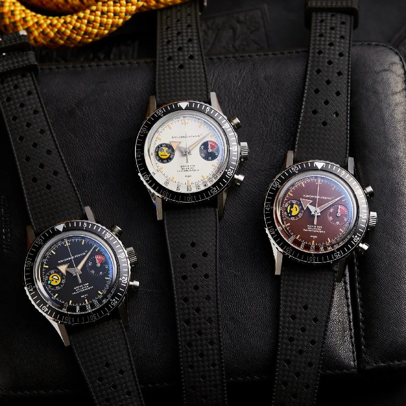 Women's Chronograph Watches with Luxury Materials-Nivada Grenchen x Time+Tide x seconde/seconde/ ChaosMaster "The Trio" Limited Edition Set