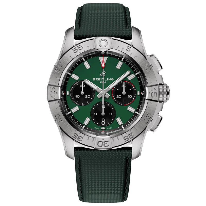 Women's Chronograph Watches for Special Occasions-Breitling Avenger B01 Chronograph 42mm Green Dial Automatic Gents Watch AB0146101L1X1