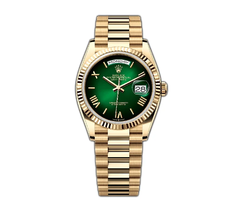 How to adjust the bracelet on a Rolex GMT-Master II -36mm 18k Yellow Gold President Green Ombre Roman Dial