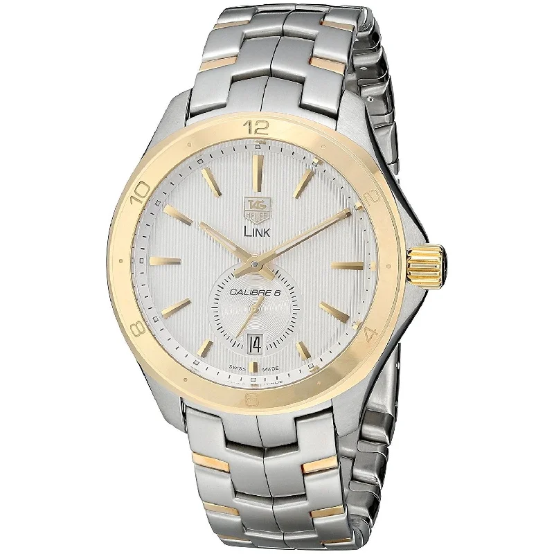 Men's Chronograph Watches with Aviation Theme-Tag Heuer Men's WAT2150.BB0953 Link 18kt Yellow Gold Automatic Two-Tone Stainless Steel Watch