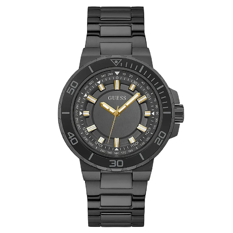 Women's Pilot Watches with Oval Case Elegance-Guess Track Black Dial Men 44mm