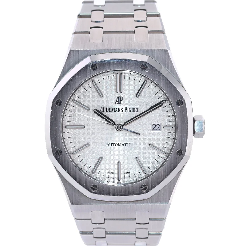 Women's Audemars Piguet Round Case Watches-Audemars Piguet Royal Oak 41mm Steel 15400ST White Dial Watch