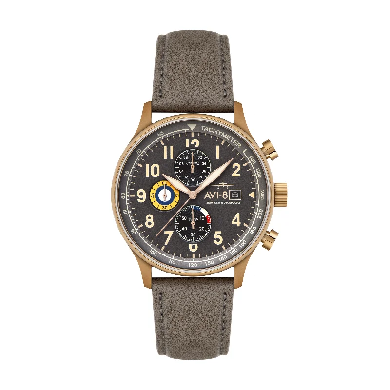 Men's Chronograph Watches with Pilot's Watch Design-Hawker Hurricane Classic Chronograph Fossil Grey AV-4011-0P