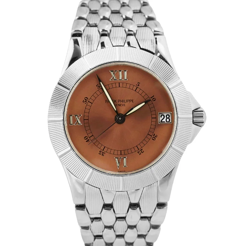 Women's Patek Philippe Anniversary Design Watches-Patek Philippe Neptune SALMON Pink Roman Steel 36mm Automatic 5080/1A BOX