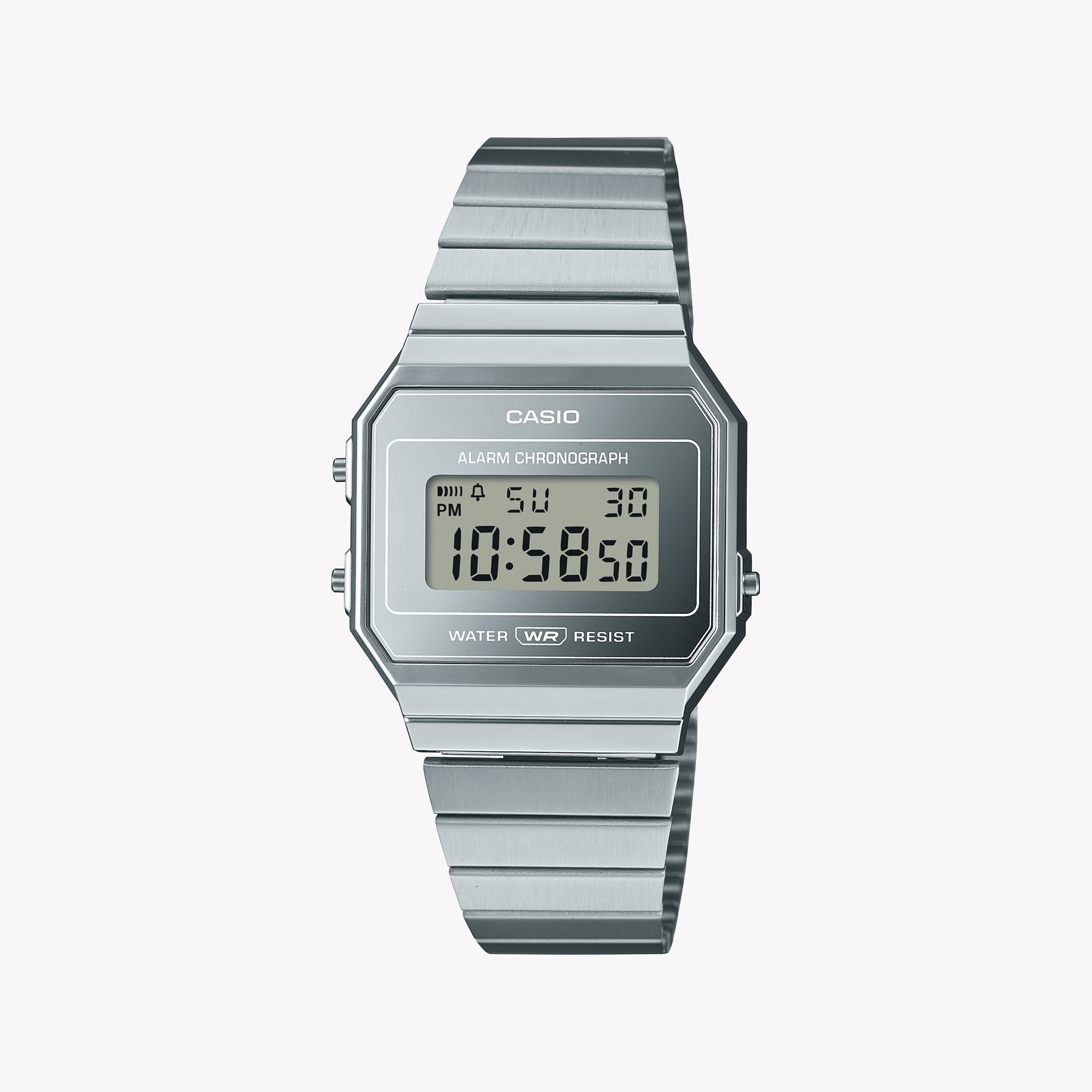Men's Digital Watches for Modern Design-Casio Unisex Silver Resin & Stainless Steel Watch | A700WEV-7ADF