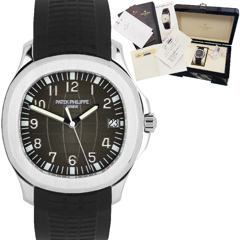Women's Patek Philippe Solar Powered Watches-Patek Philippe Aquanaut Stainless Steel Black Jumbo 40mm Watch 5167 5167A-001