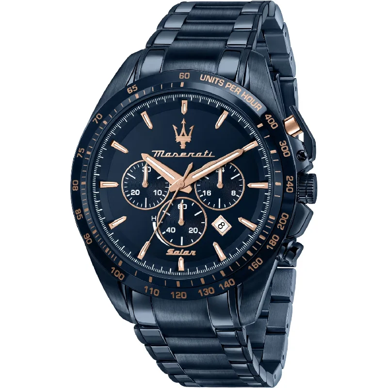 Men's Modern Style Men's Dress Watches-Maserati Solar Blue Men's Watch R8873649001