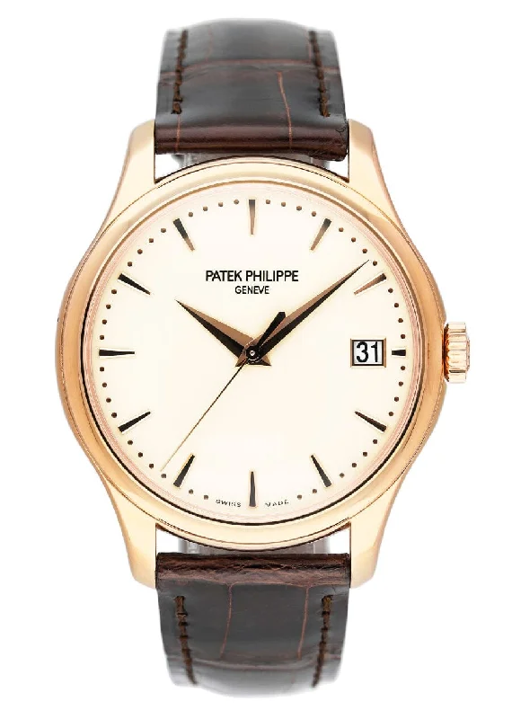 Men's Patek Philippe Watches for Technological Innovation-Patek Philippe Calatrava 5227R Ivory Dial 18K Rose Gold Mens Watch Box Papers