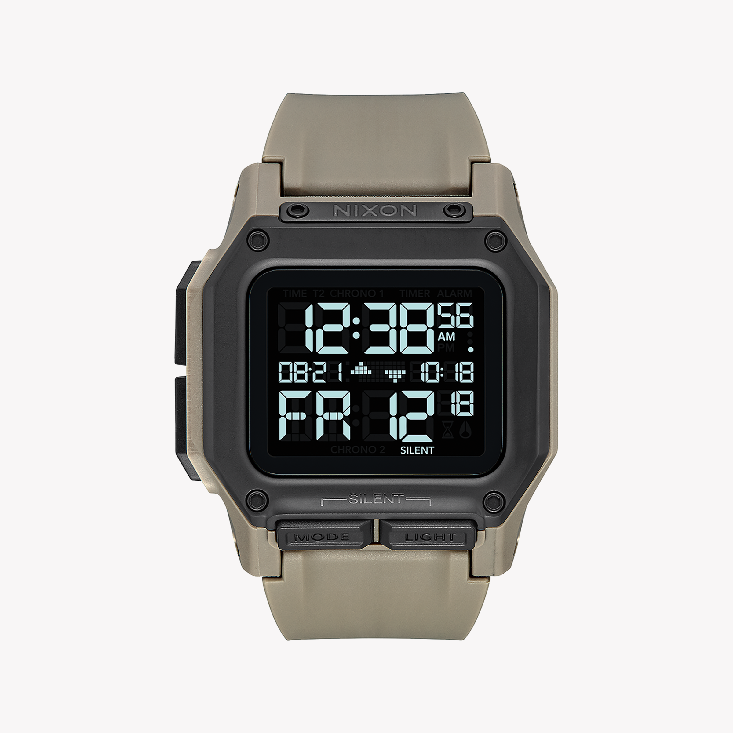 Men's Digital Watches with Advanced Materials-Nixon Unisex Beige Rubber Watch, Digital Dial | A1180-2711