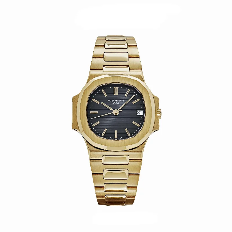 Men's Patek Philippe Watches for Pilots-Patek Philippe Nautilus 3800/1 Yellow Gold Blue Dial (1983)