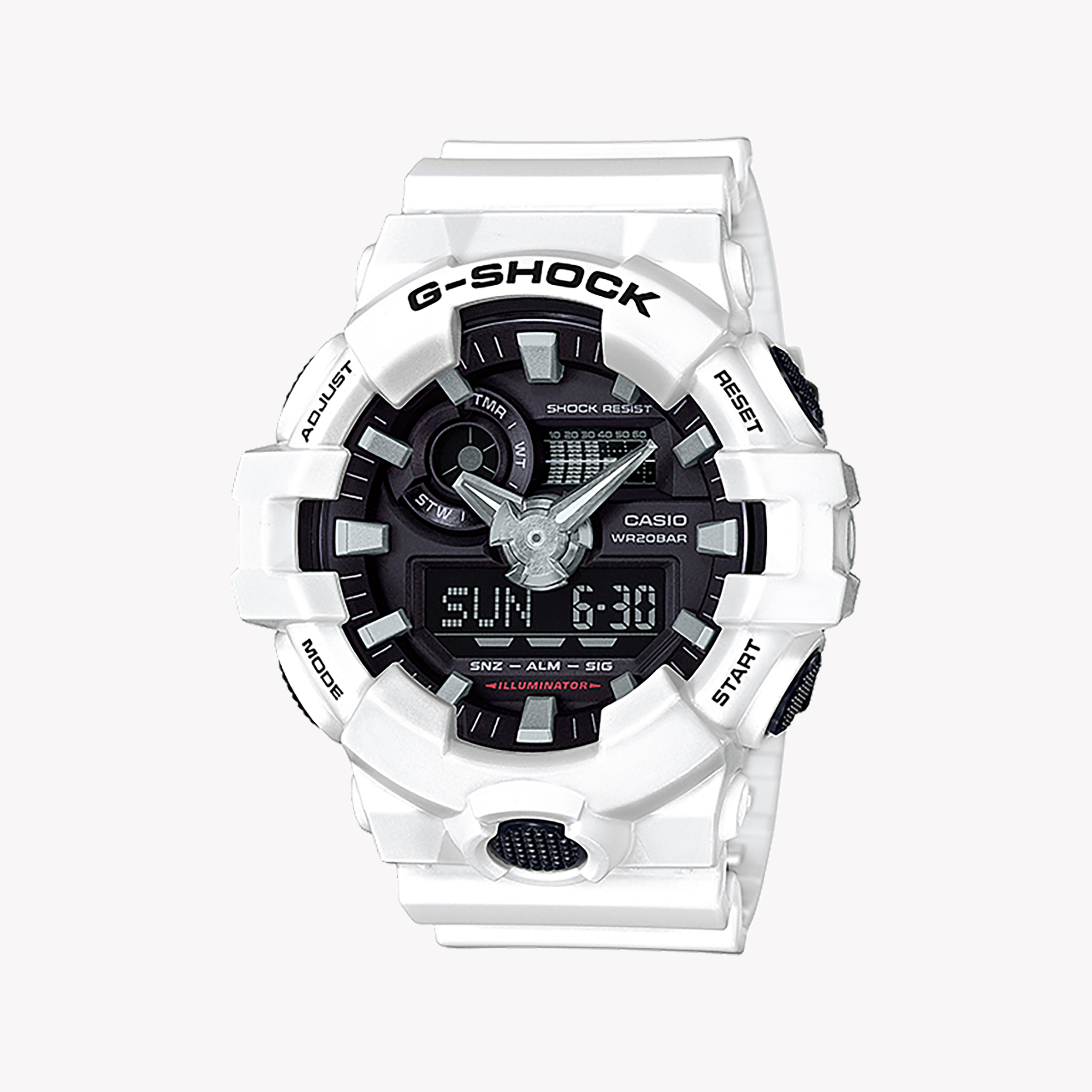 Men's Digital Watches for Collectors-G-SHOCK Men's White Resin Watch, Super Illuminator | GA-700-7ADR