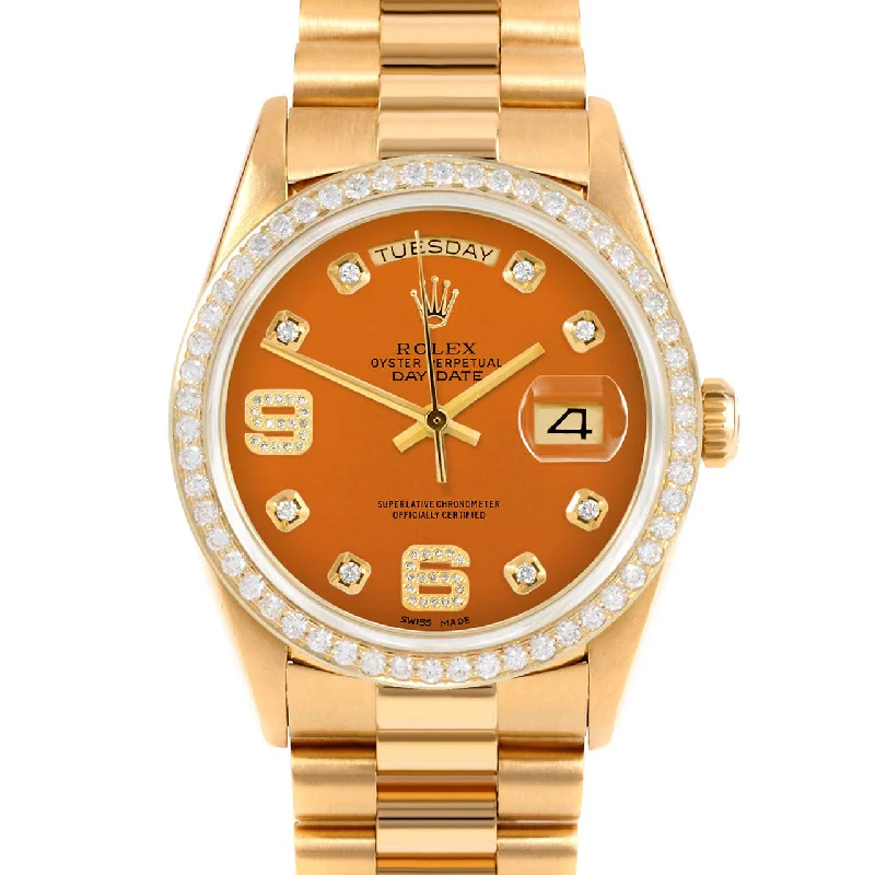 men's Rolex watches with screw-down crown -​Rolex Day-Date 36mm | 18238-ORN-8DA69-BDS-PRS