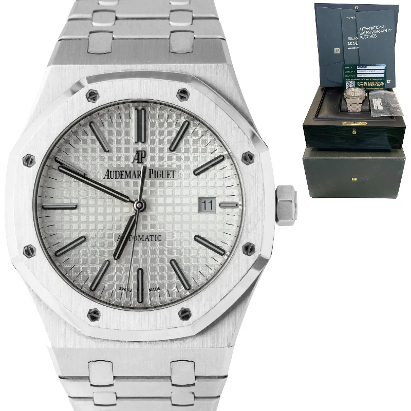 Audemars Piguet Sophisticated Design Watches for Women-2018 Audemars Piguet Royal Oak White 41mm Stainless 15400ST.OO.1220ST.02 Watch