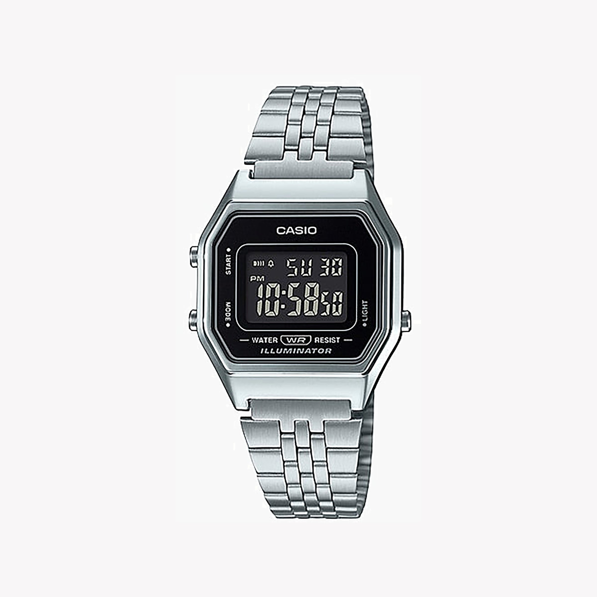 Men's Digital Watches with Luxury Materials-Casio Unisex Silver Stainless Steel Watch, Digital Dial | LA680WA-1BDF