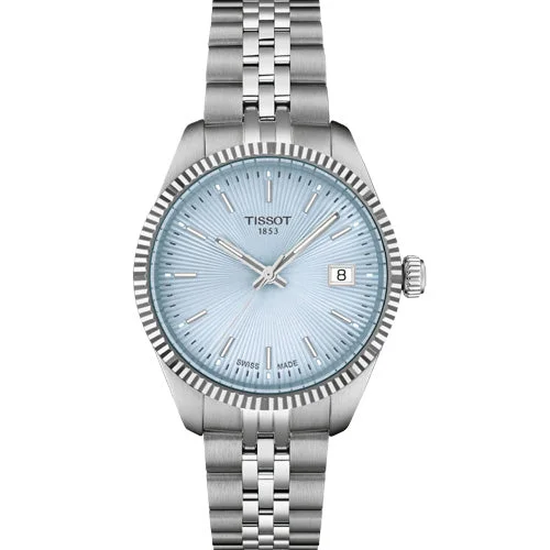 Women's Heritage Watches with Altimeter Calibration-Tissot T-Classic Ballade Ice Blue Dial Women 34mm T1562101135100