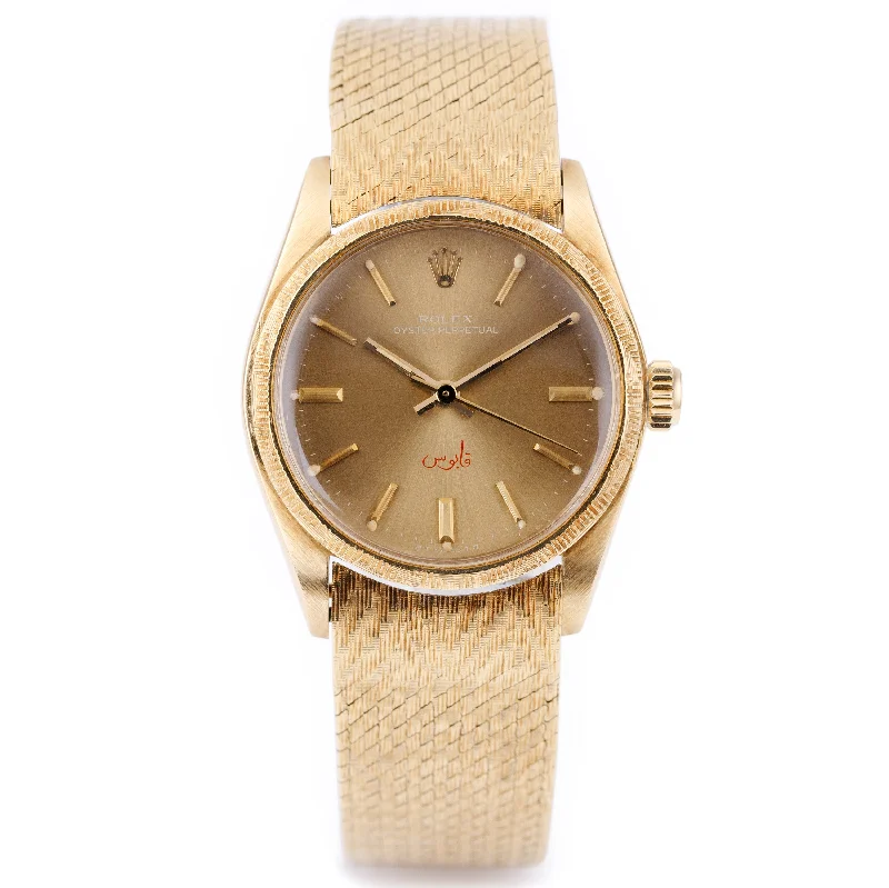 men's Rolex watches with ceramic bezel insert -​Rare Rolex Oyster Perpetual - Qaboos Sultan of Oman Dial | REF. 6744 | 18k Yellow Gold | 1973